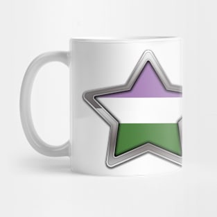 Large Genderqueer Pride Flag Colored Star with Chrome Frame. Mug